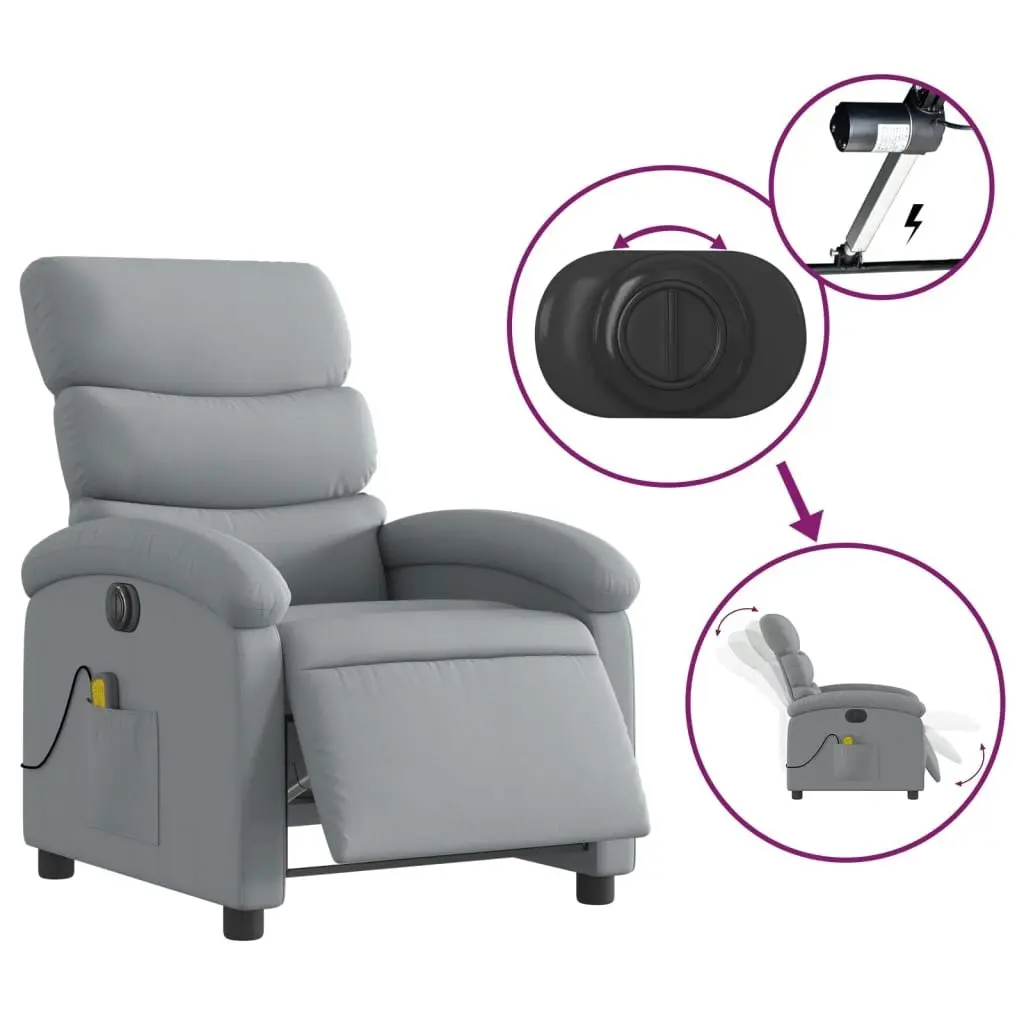 Electric Massage Recliner Chair Light Grey Fabric 3205367