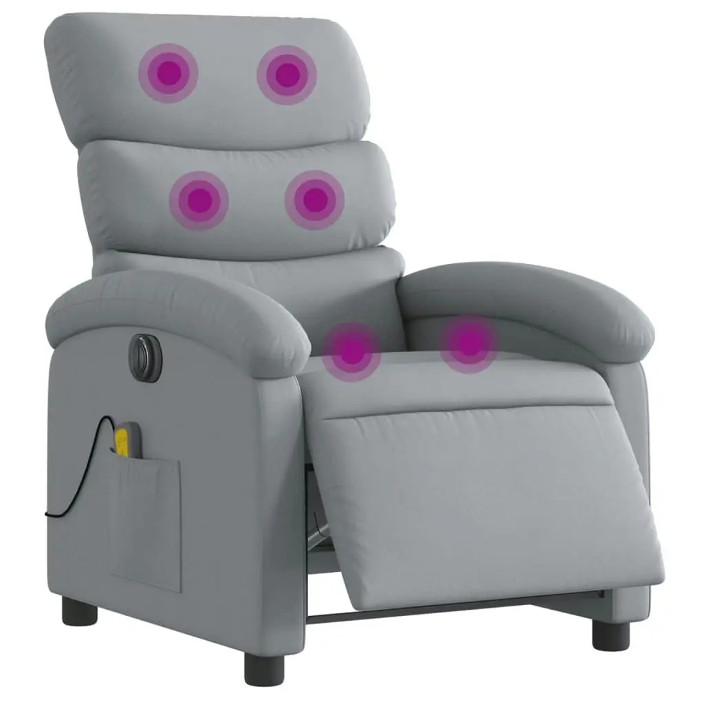 Electric Massage Recliner Chair Light Grey Fabric 3205367