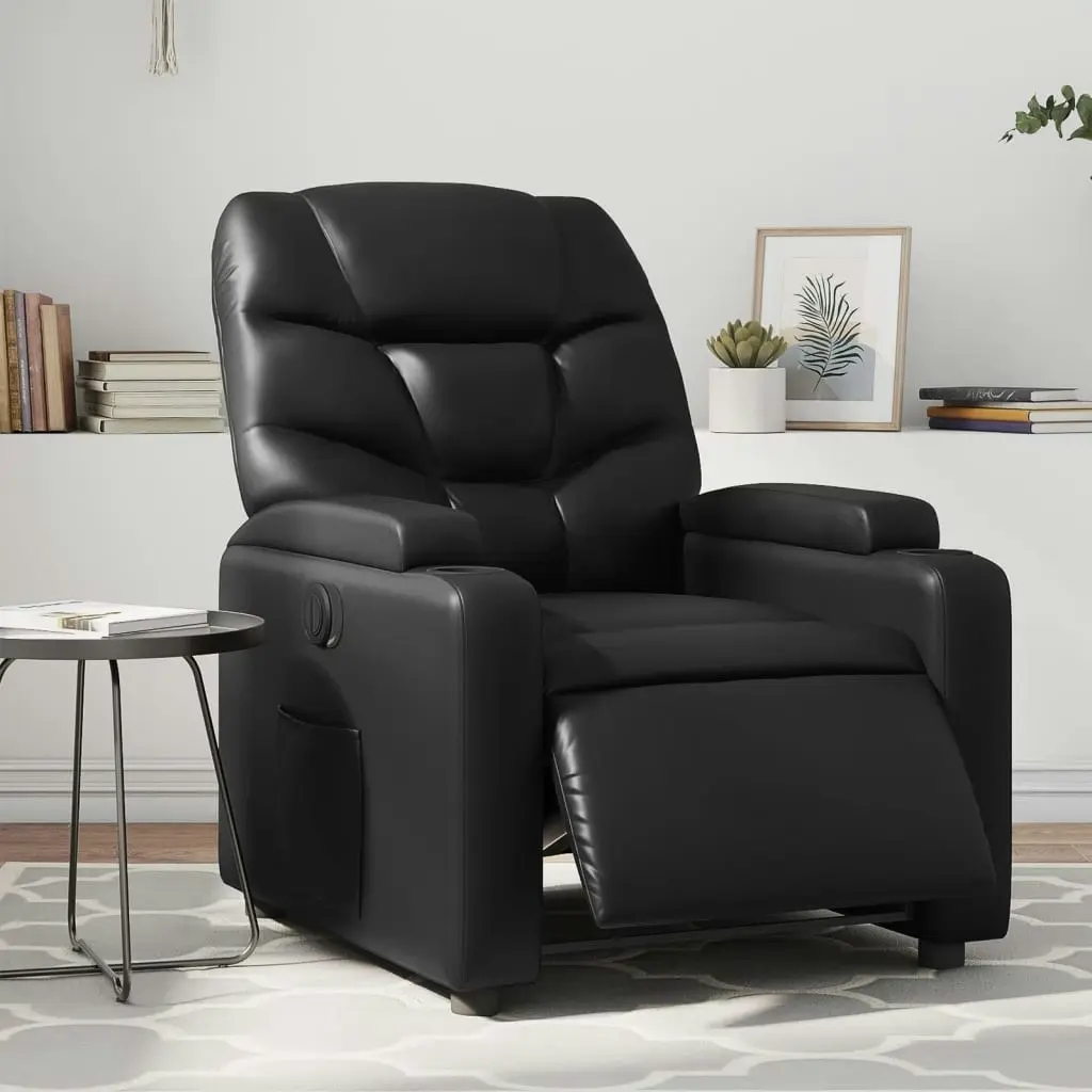 Electric Recliner Chair Black Faux Leather 3205646