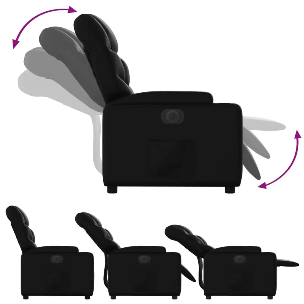 Electric Recliner Chair Black Faux Leather 3205646