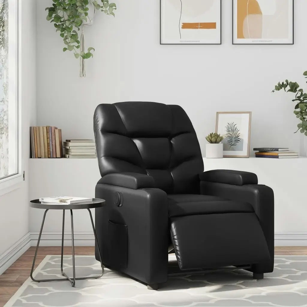 Electric Recliner Chair Black Faux Leather 3205646