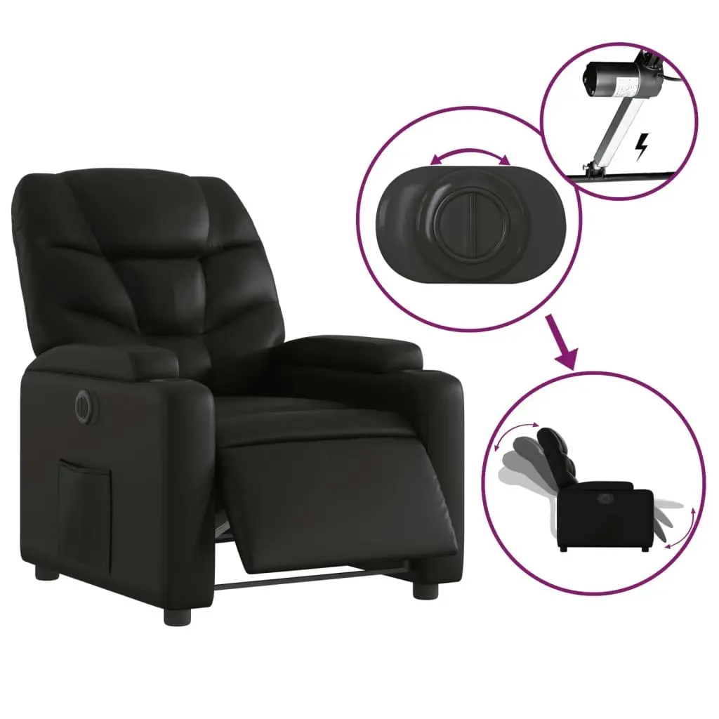 Electric Recliner Chair Black Faux Leather 3205646