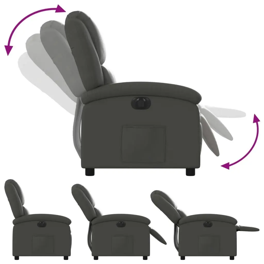 Electric Recliner Chair Grey Real Leather 3205476