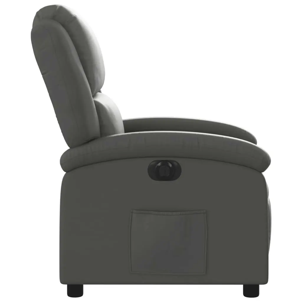 Electric Recliner Chair Grey Real Leather 3205476