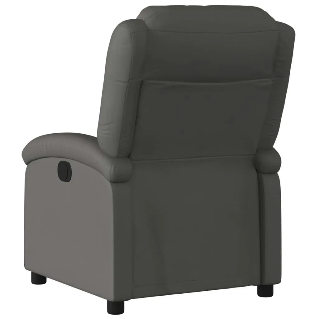 Electric Recliner Chair Grey Real Leather 3205476