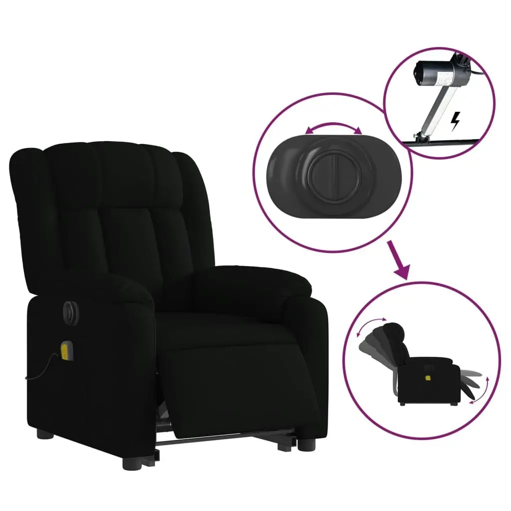 Electric Stand up Massage Recliner Chair Black Faux Leather 3205770