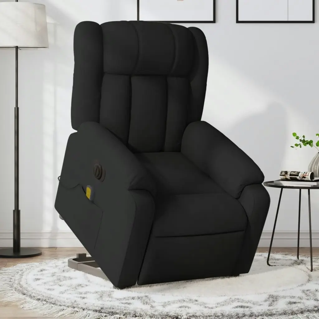 Electric Stand up Massage Recliner Chair Black Faux Leather 3205770