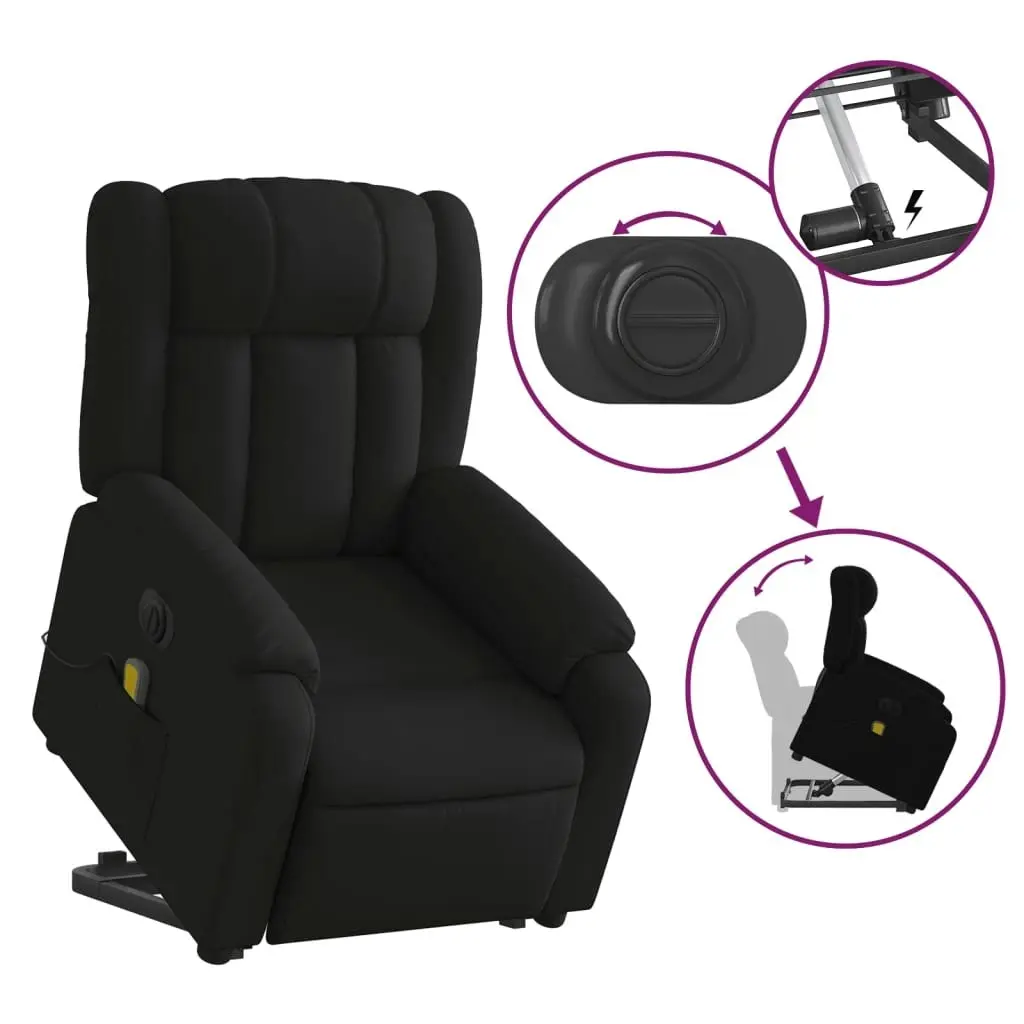 Electric Stand up Massage Recliner Chair Black Faux Leather 3205770