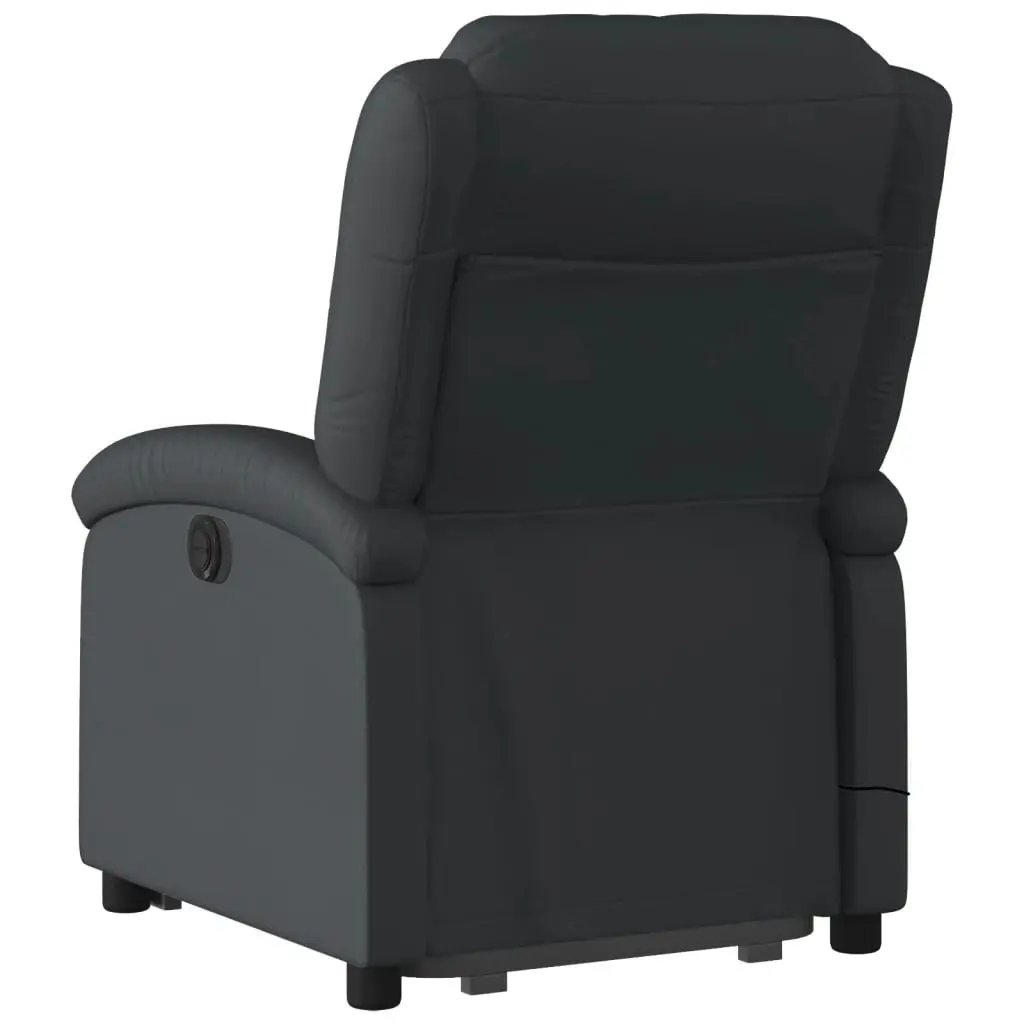 Electric Stand up Massage Recliner Chair Black Real Leather 3205489