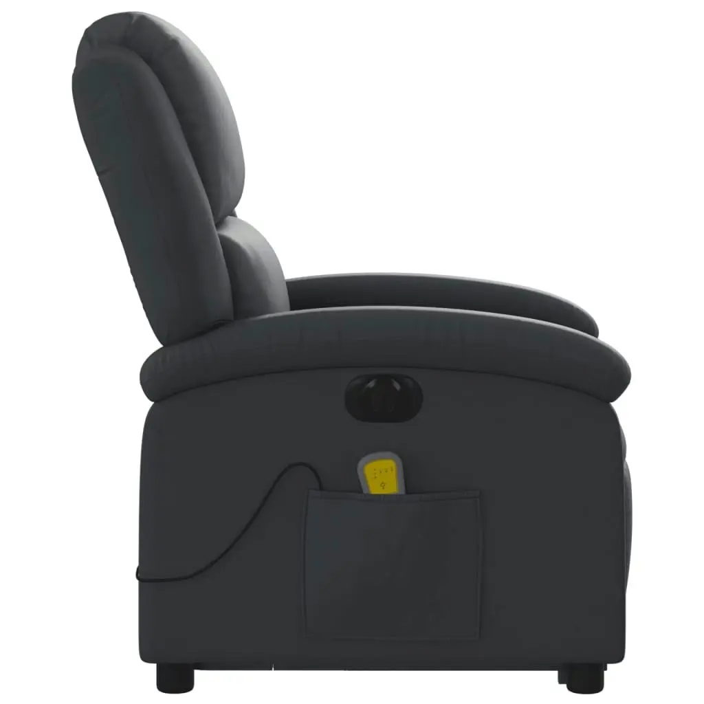 Electric Stand up Massage Recliner Chair Black Real Leather 3205489