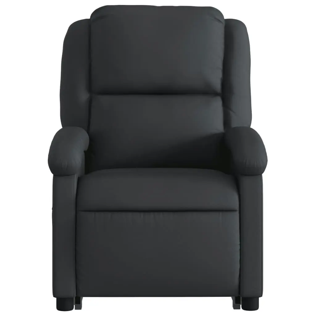 Electric Stand up Massage Recliner Chair Black Real Leather 3205489