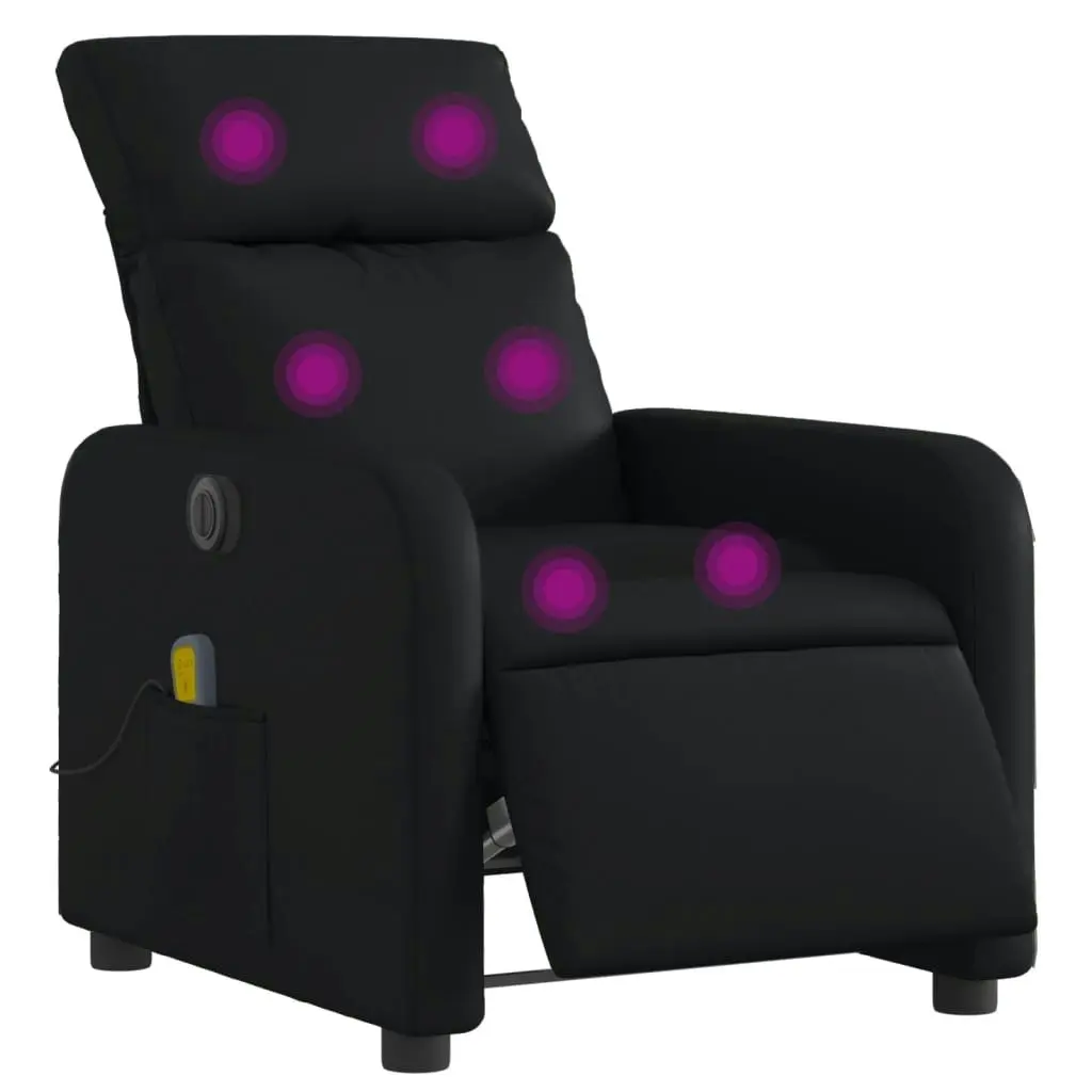 Electric Massage Recliner Chair Black Faux Leather 3206876