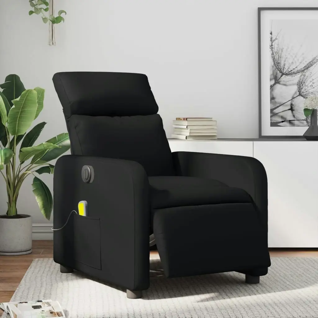 Electric Massage Recliner Chair Black Faux Leather 3206876