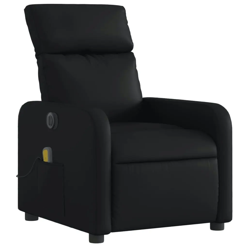 Electric Massage Recliner Chair Black Faux Leather 3206876