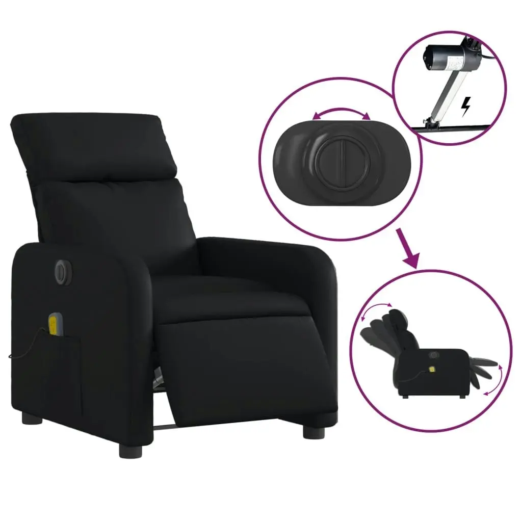 Electric Massage Recliner Chair Black Faux Leather 3206876