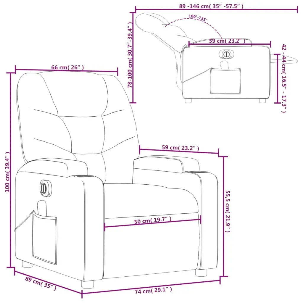 Electric Massage Recliner Chair Grey Faux Leather 3205651