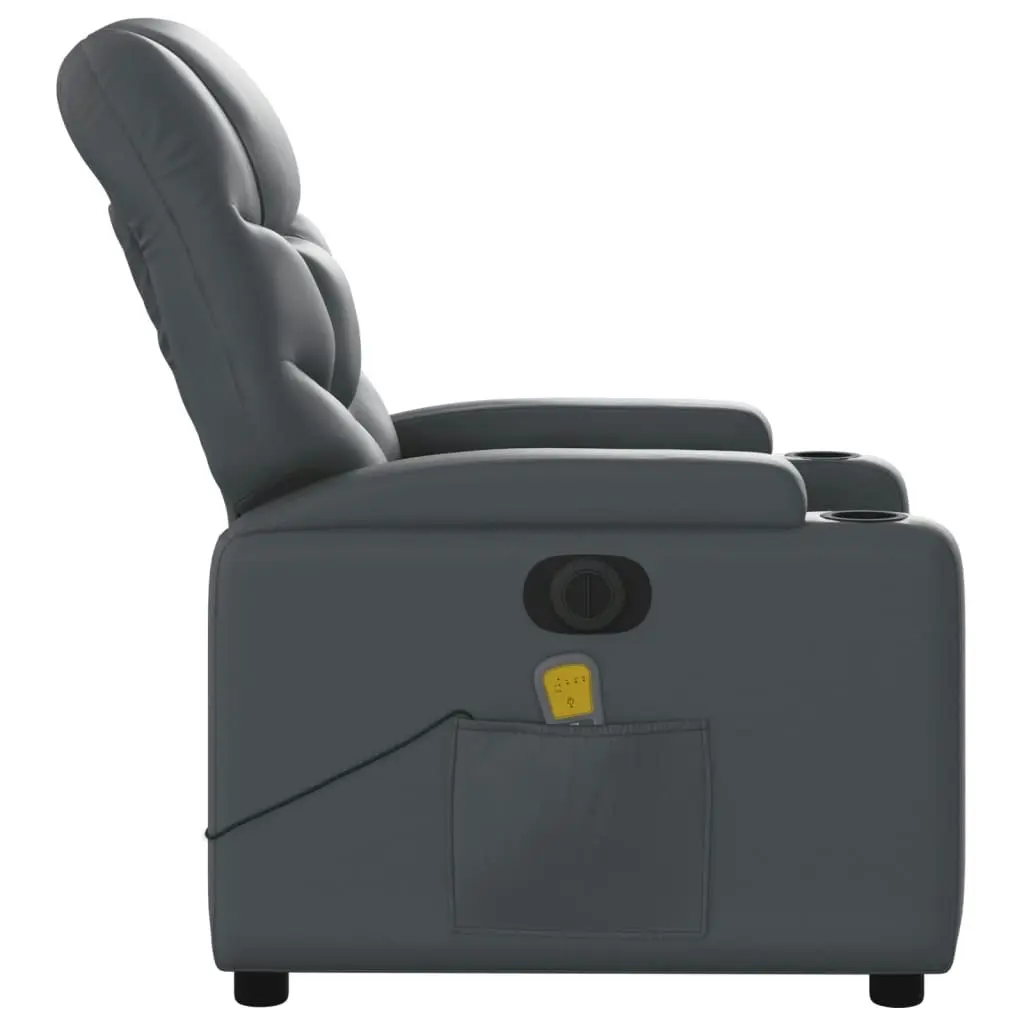 Electric Massage Recliner Chair Grey Faux Leather 3205651