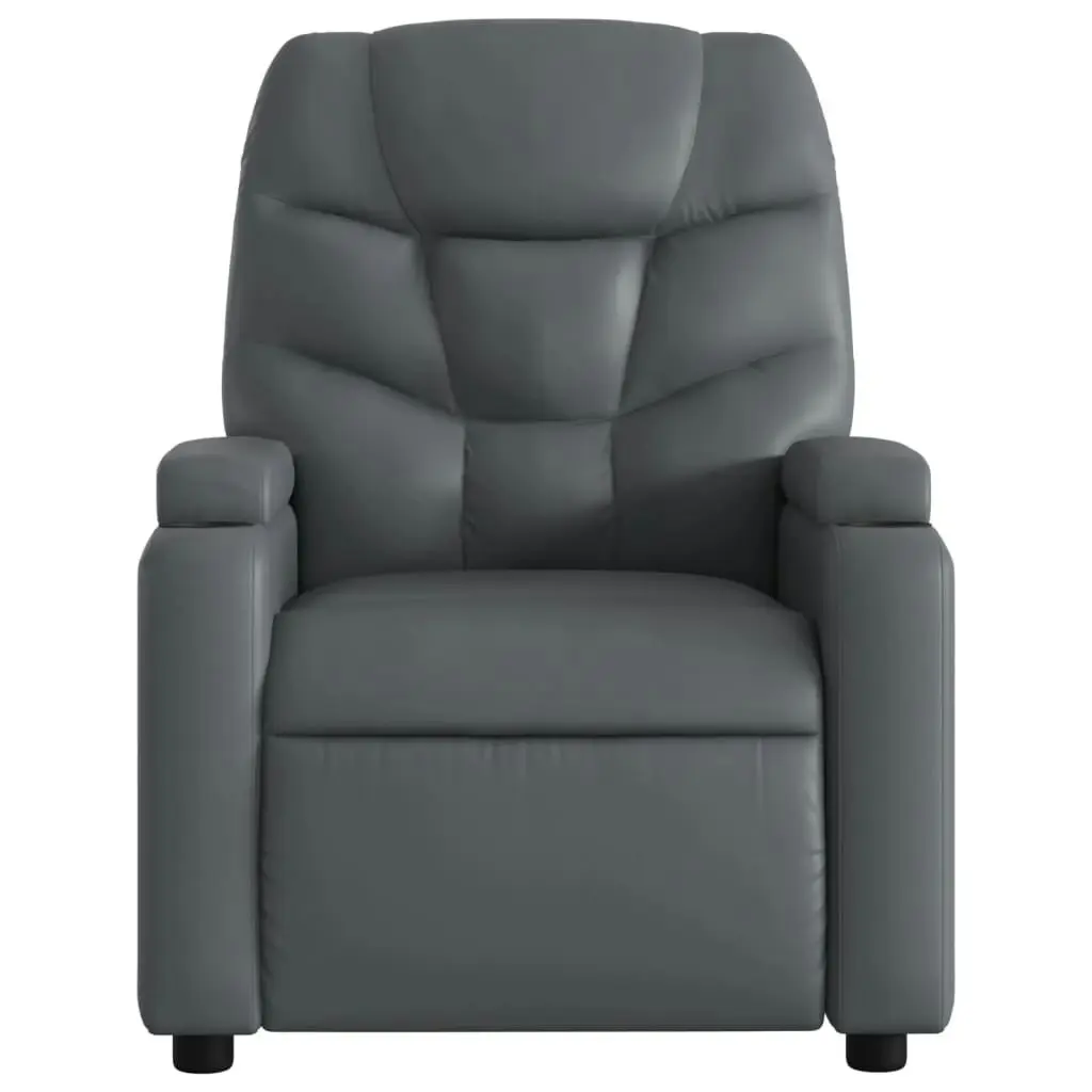 Electric Massage Recliner Chair Grey Faux Leather 3205651