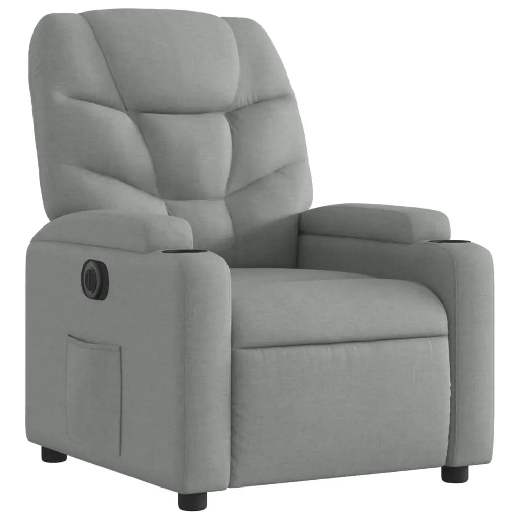 Electric Recliner Chair Light Grey Fabric 3205616