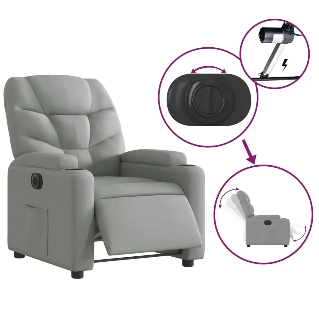 Electric Recliner Chair Light Grey Fabric 3205616