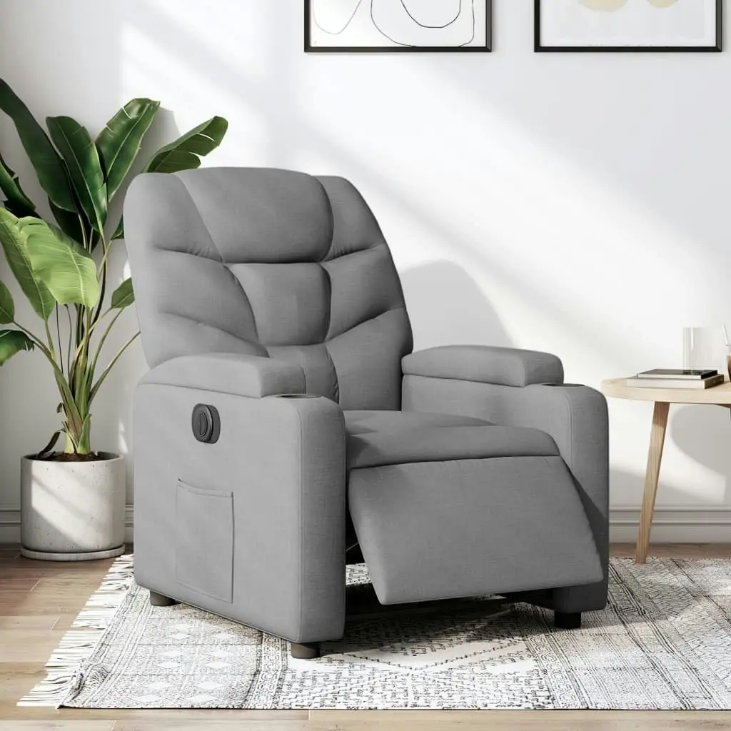 Electric Recliner Chair Light Grey Fabric 3205616