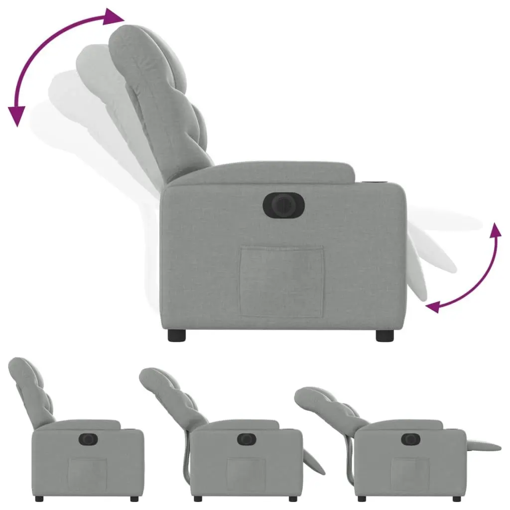 Electric Recliner Chair Light Grey Fabric 3205616