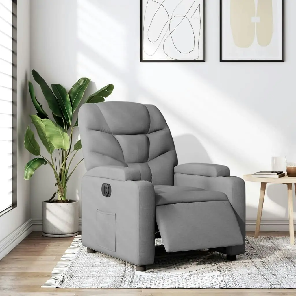 Electric Recliner Chair Light Grey Fabric 3205616