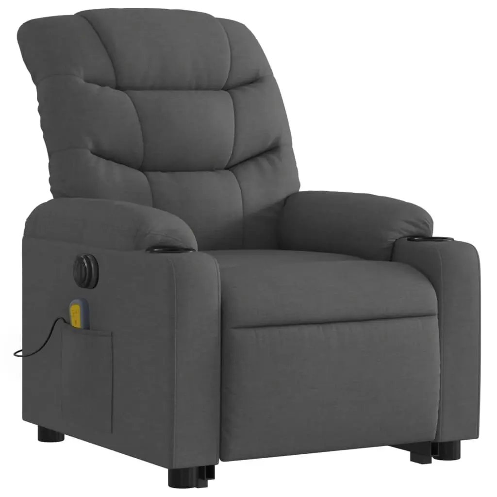 Electric Stand up Massage Recliner Chair Dark Grey Fabric 3206861