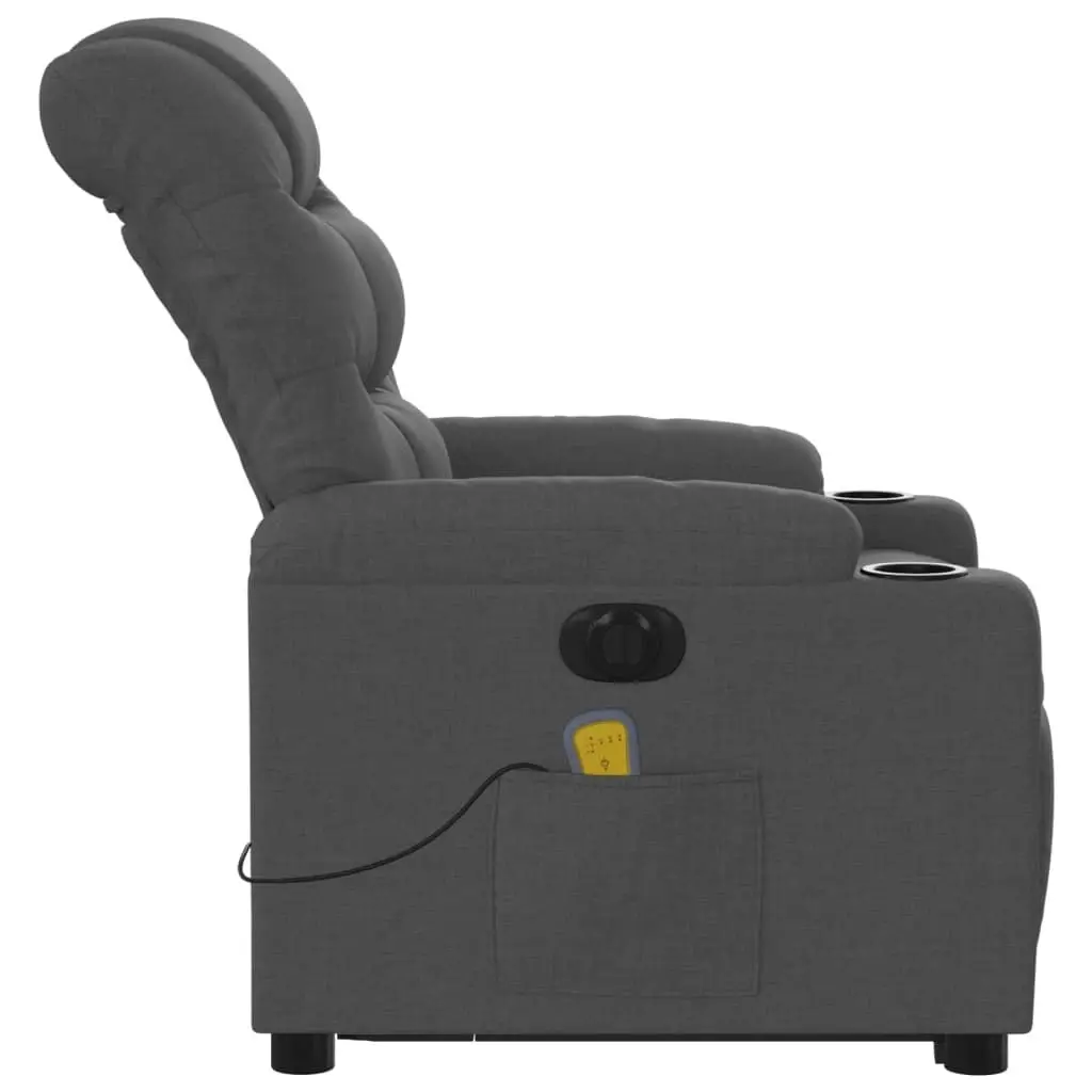 Electric Stand up Massage Recliner Chair Dark Grey Fabric 3206861