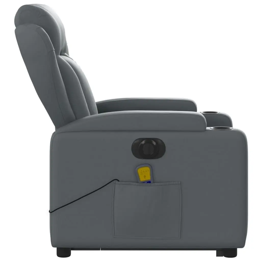 Electric Stand up Massage Recliner Chair Grey Faux Leather 3205607