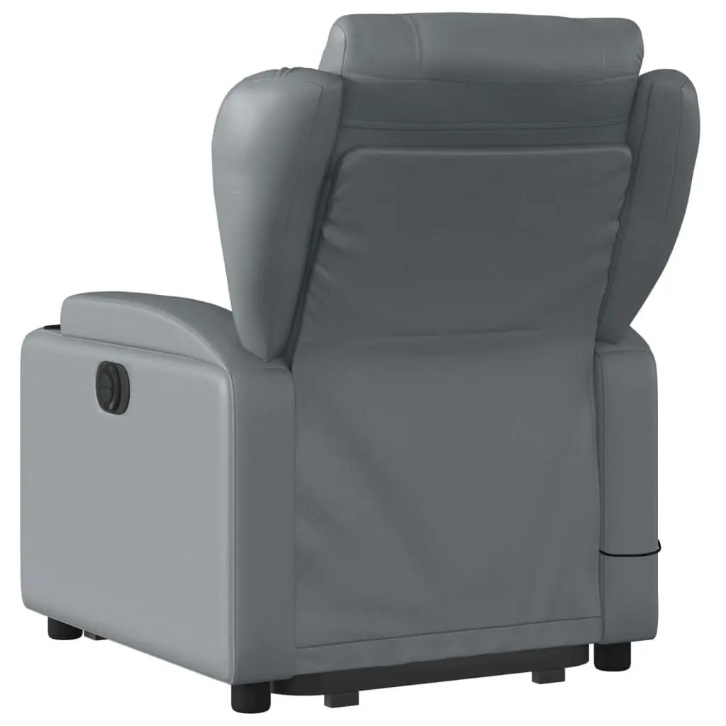 Electric Stand up Massage Recliner Chair Grey Faux Leather 3205607