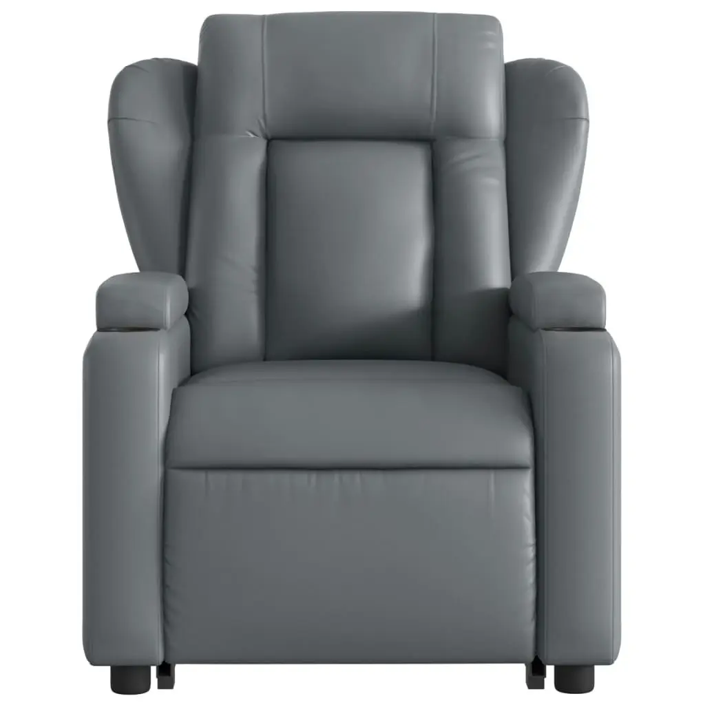 Electric Stand up Massage Recliner Chair Grey Faux Leather 3205607