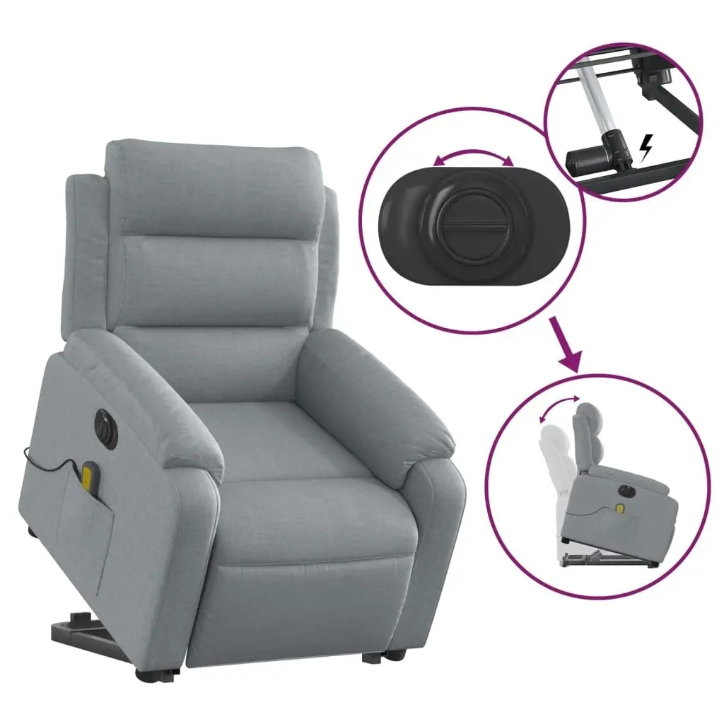 Electric Stand up Massage Recliner Chair Light Grey Fabric 3205741