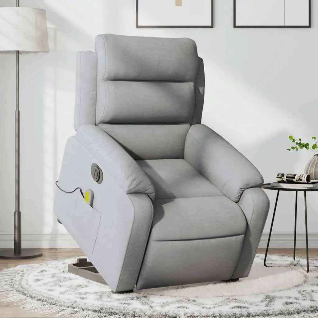 Electric Stand up Massage Recliner Chair Light Grey Fabric 3205741