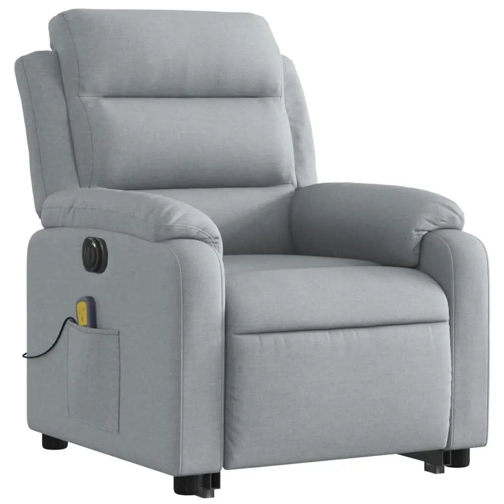 Electric Stand up Massage Recliner Chair Light Grey Fabric 3205741