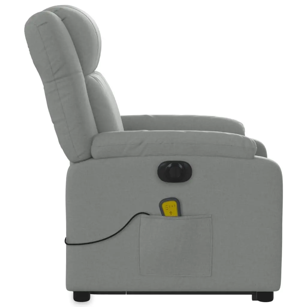 Electric Stand up Massage Recliner Chair Light Grey Fabric 3205761