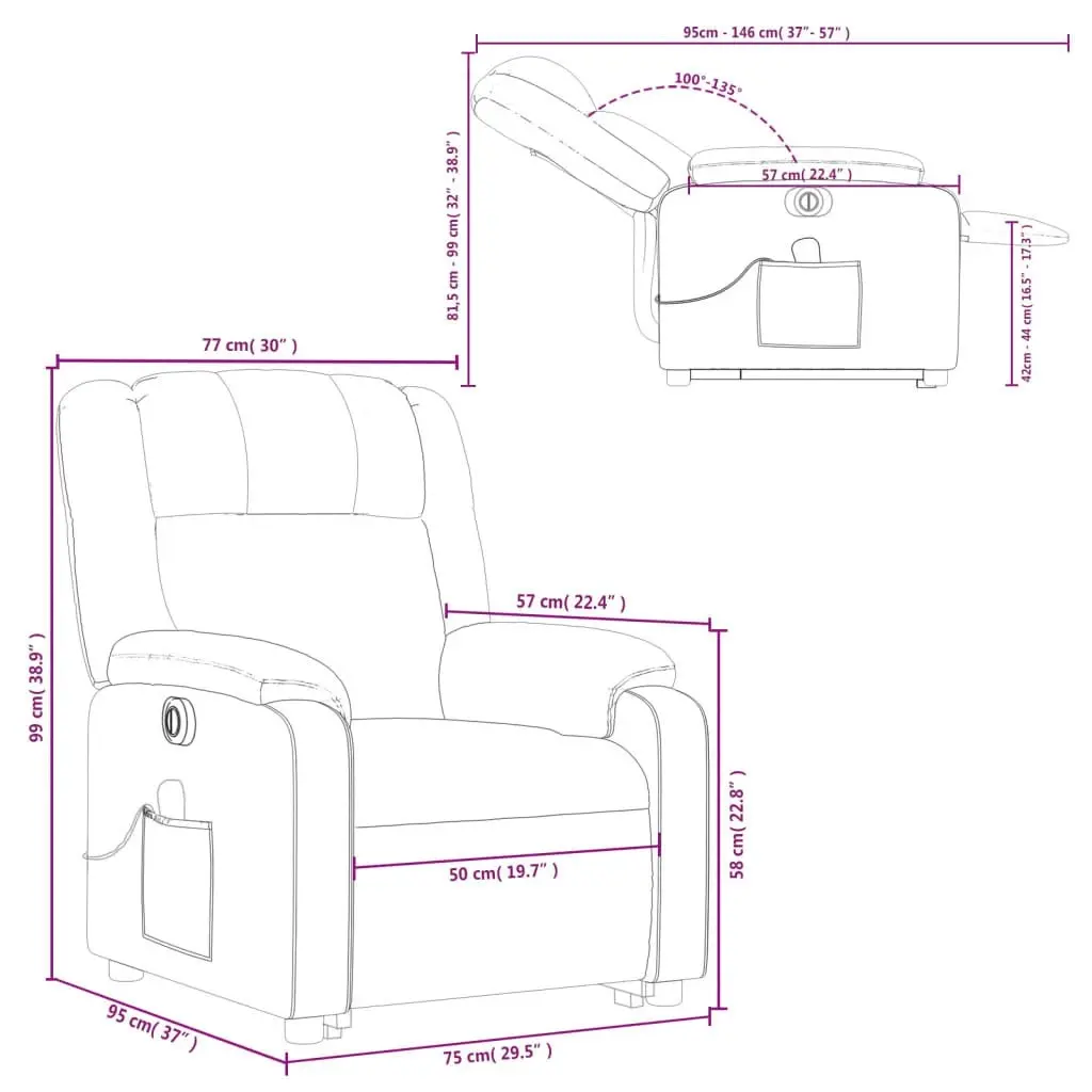 Electric Stand up Massage Recliner Chair Light Grey Fabric 3205761