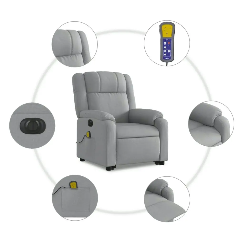 Electric Stand up Massage Recliner Chair Light Grey Fabric 3205761