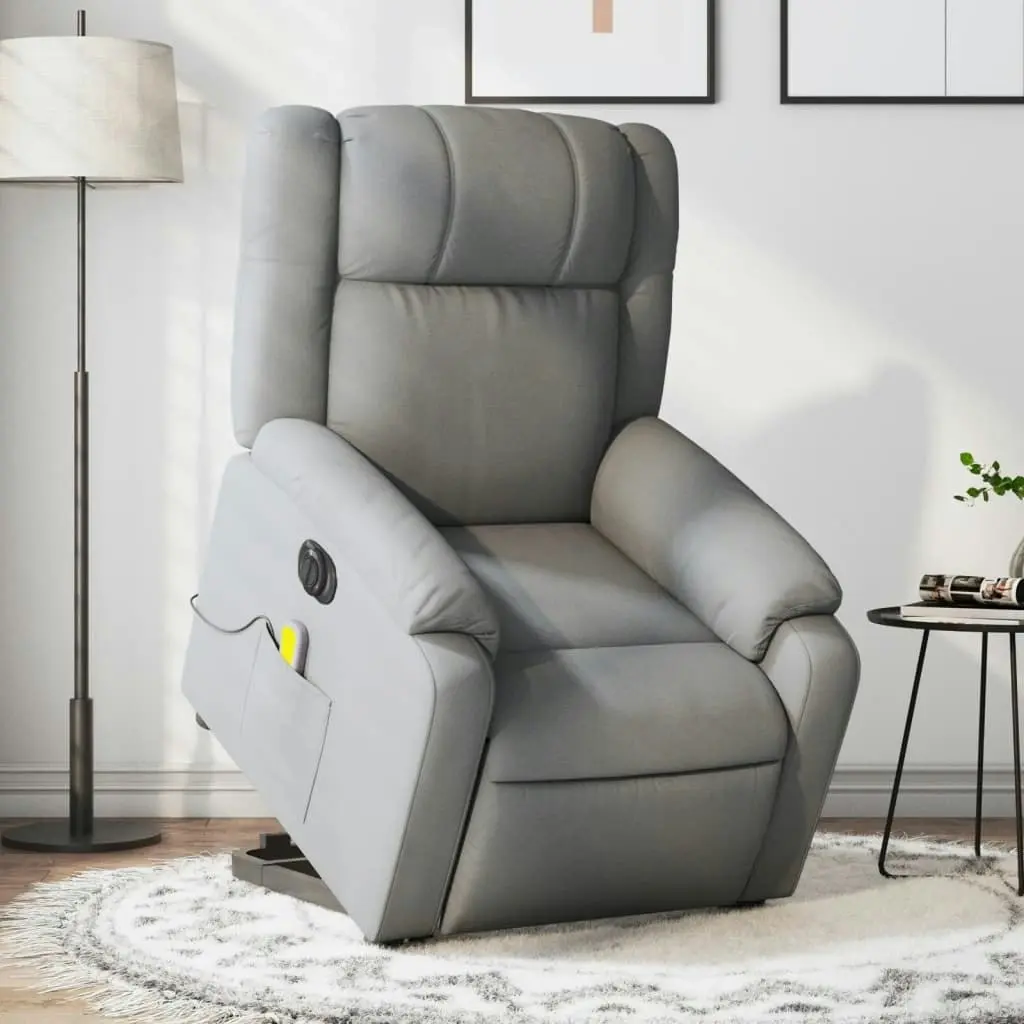 Electric Stand up Massage Recliner Chair Light Grey Fabric 3205761