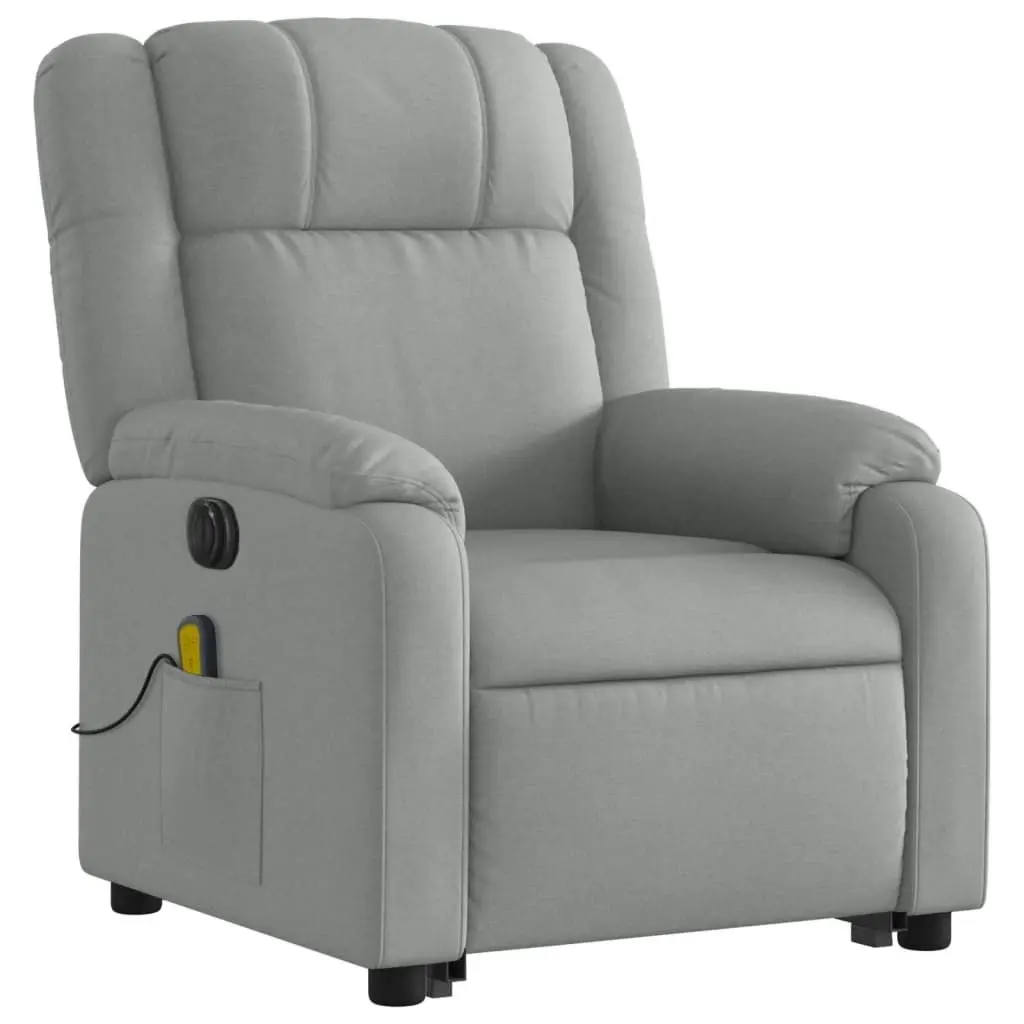 Electric Stand up Massage Recliner Chair Light Grey Fabric 3205761