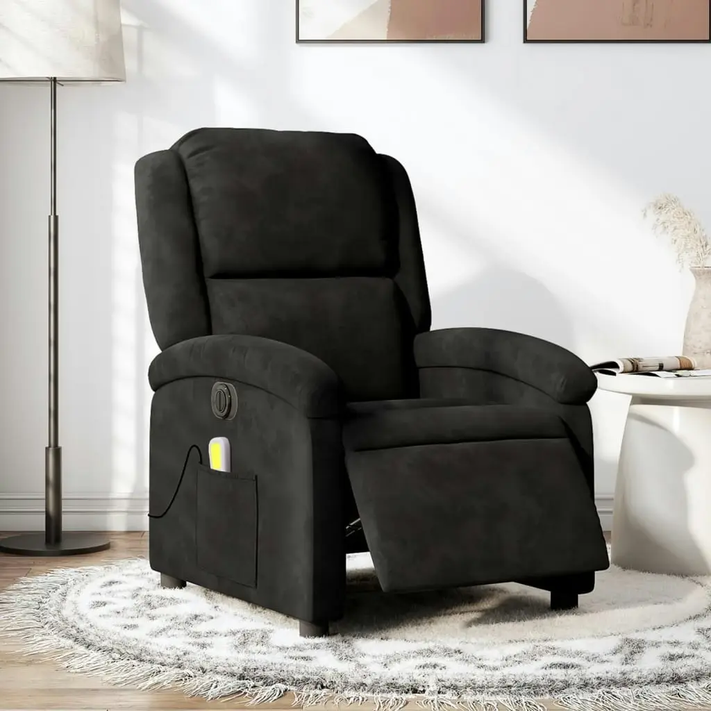 Electric Massage Recliner Chair Black Velvet 3205499