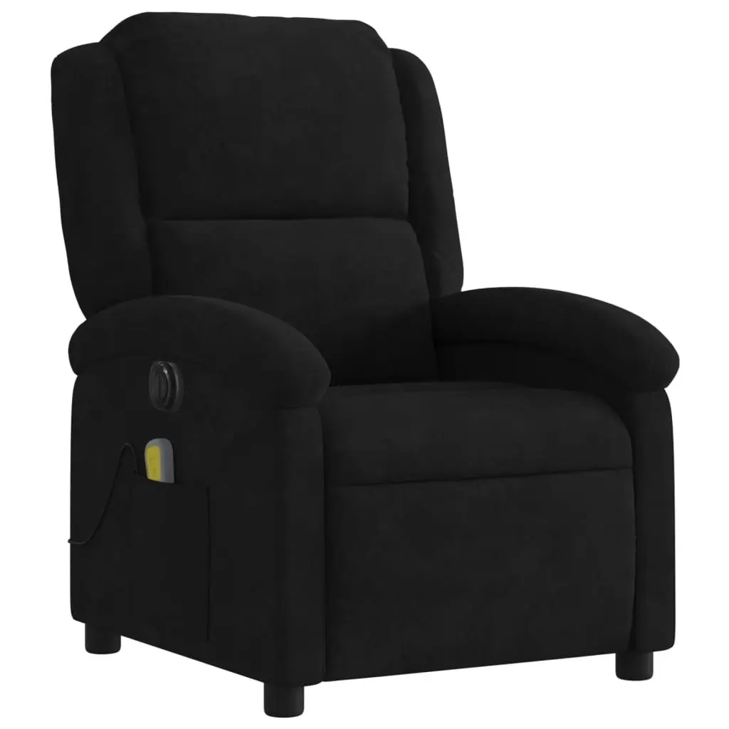 Electric Massage Recliner Chair Black Velvet 3205499