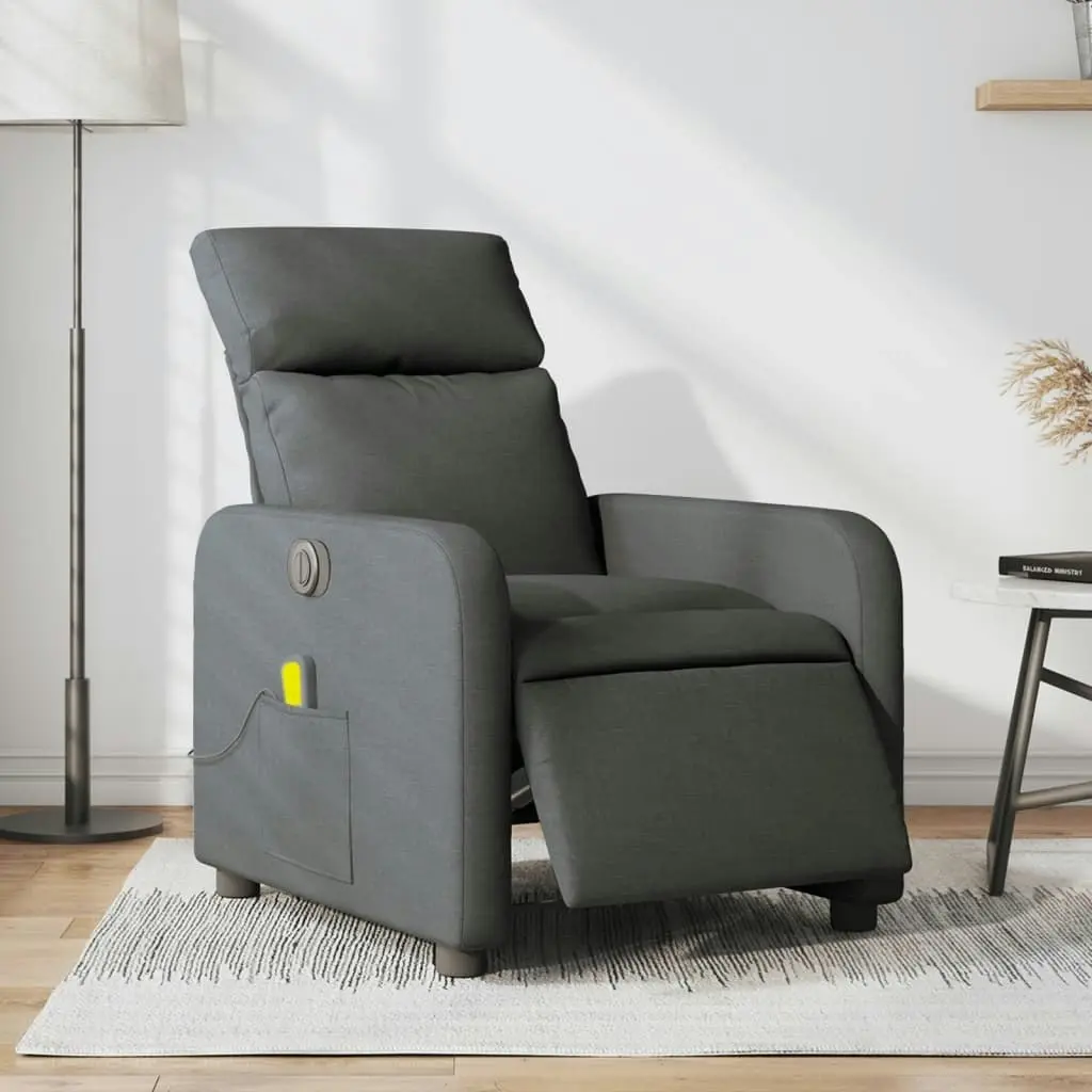 Electric Massage Recliner Chair Dark Grey Fabric 3206867