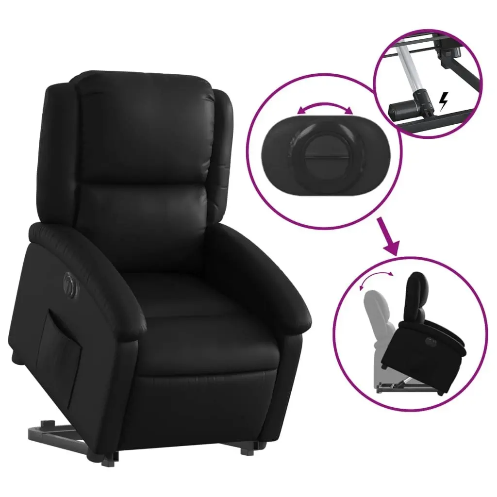 Electric Stand up Recliner Chair Black Faux Leather 3205462