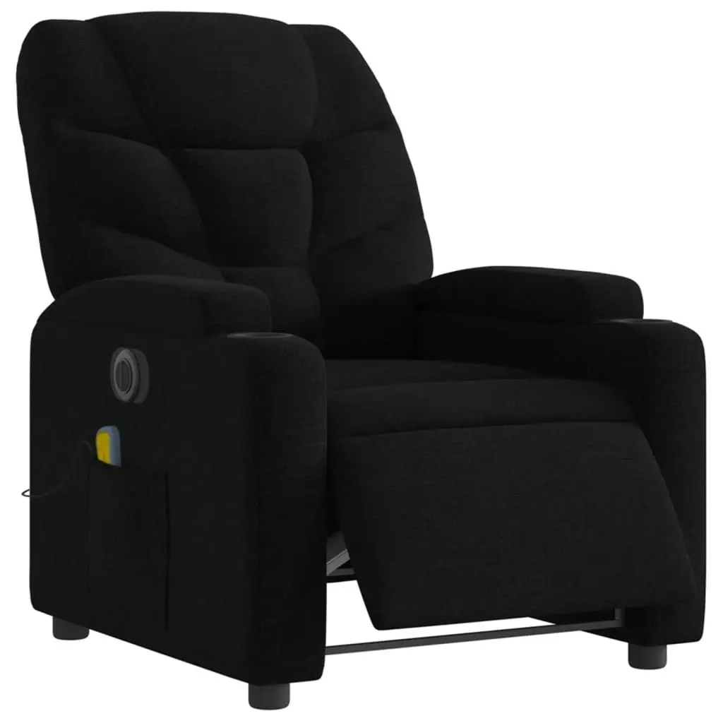 Electric Massage Recliner Chair Black Fabric 3205622