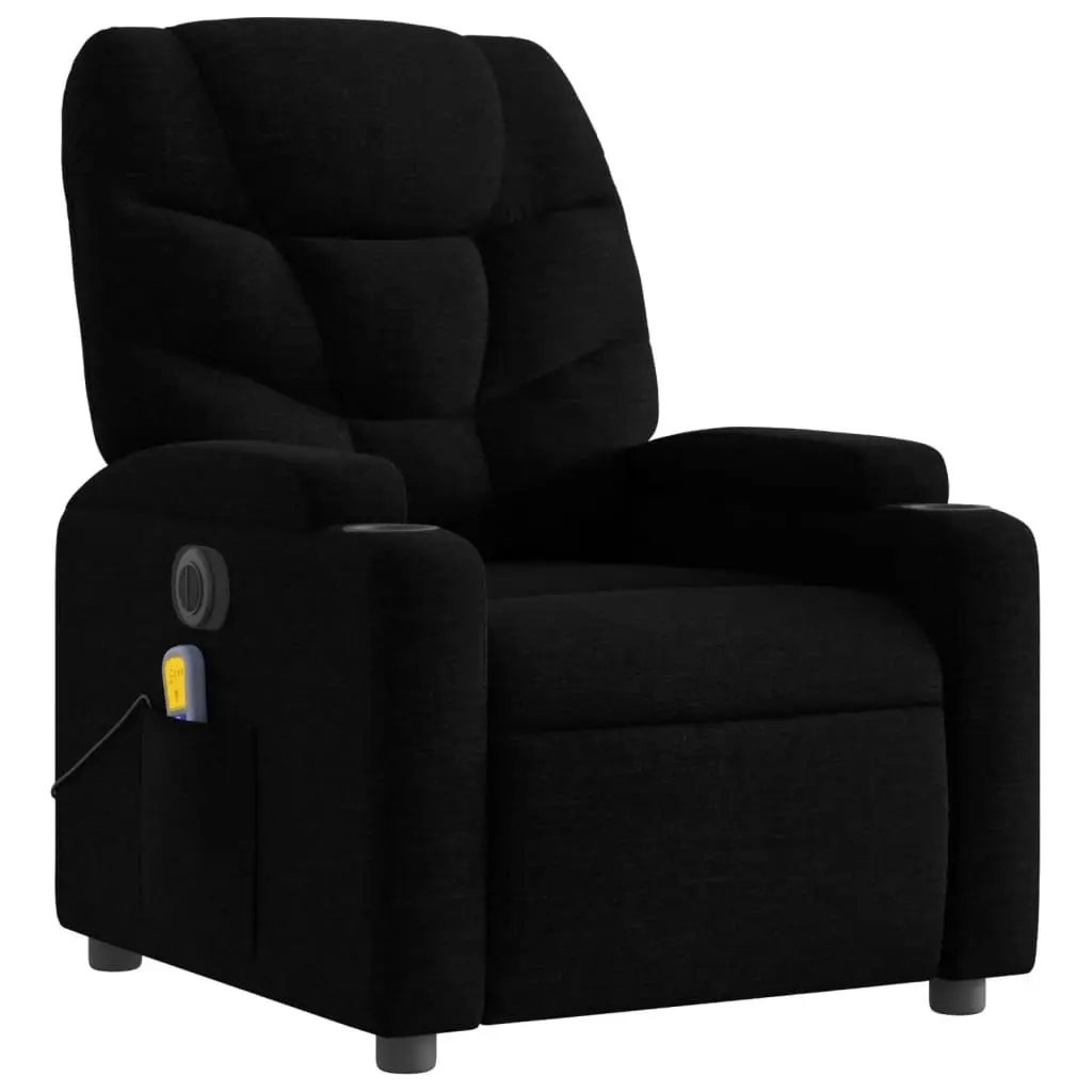 Electric Massage Recliner Chair Black Fabric 3205622