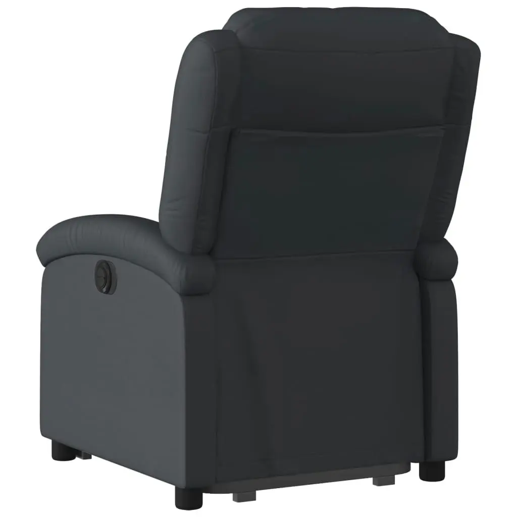 Electric Stand up Recliner Chair Black Real Leather 3205486