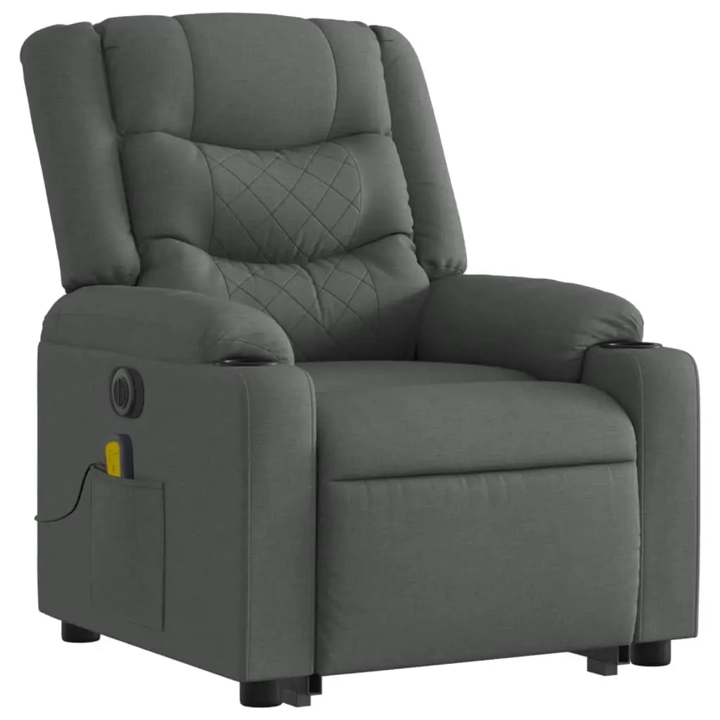 Electric Stand up Massage Recliner Chair Dark Grey Fabric 3206845