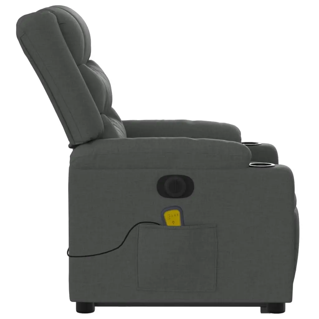 Electric Stand up Massage Recliner Chair Dark Grey Fabric 3206845