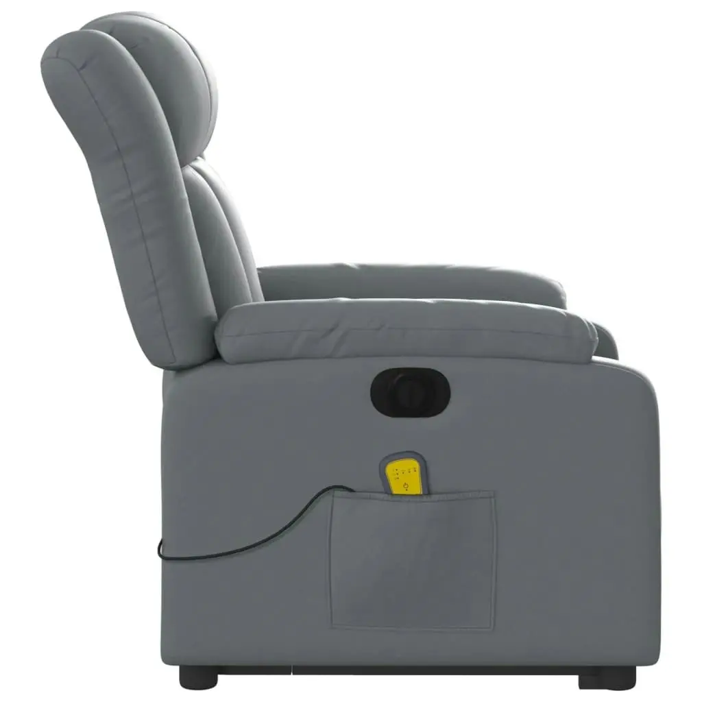 Electric Stand up Massage Recliner Chair Grey Faux Leather 3205771